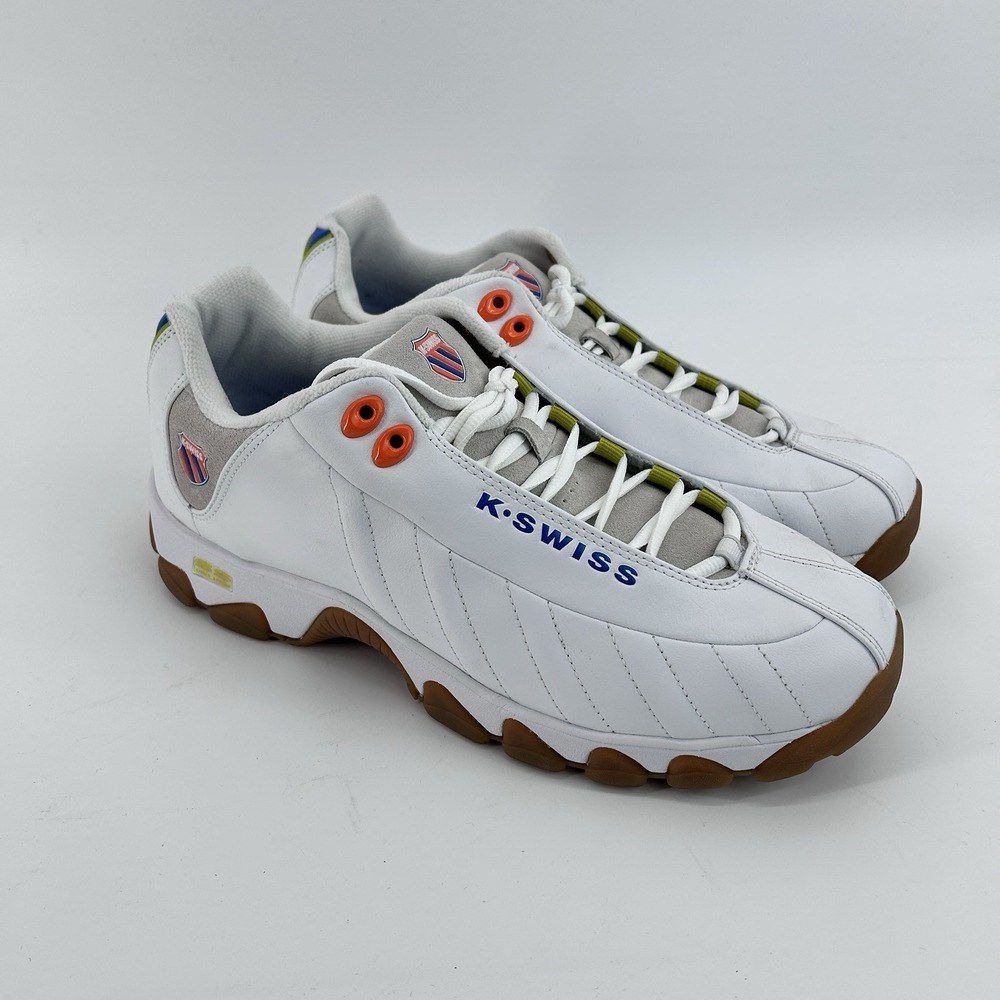Retro Trainer Sneakers Mens 12 K Swiss White Gum Sole Y2K Streetwear